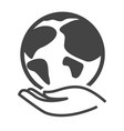 hand and planet isolated icon environment vector image vector image