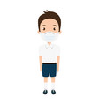 cute boy student using face mask isolated icon vector image