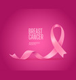 pink silk ribbon breast cancer awareness campaign vector image vector image