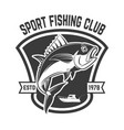 sport fishing club emblem template with tuna fish vector image vector image