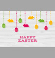 happy easter card with hanging stickers vector image vector image