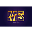 gold golden alphabet letter ms m s logo vector image