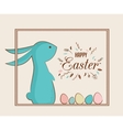 easter bunny and eggs greeting card vector image