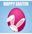 happy easter card with egg and hiding rabbit vector image vector image
