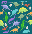 seamless pattern with cartoon dinosaurs vector image