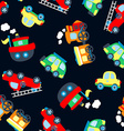 cute little vehicles in a seamless pattern vector image