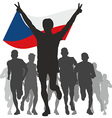winner with the czech republic flag at finish vector image