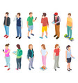 isometric young people 3d man speaking smartphone vector image vector image