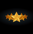 five golden rating star in gray black background vector image vector image