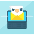 laptop with envelope handshake vector image