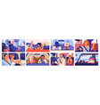 people inside car set drivers holding steering vector image