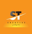 st s t letter modern logo design with yellow vector image