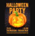 halloween party poster with scary pumpkin vector image vector image