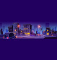 night city crossroad scene with cars background vector image