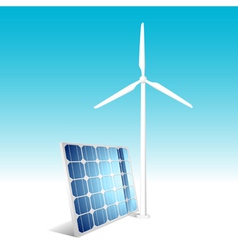 Solar panels and wind turbines green energy Vector Image