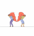 single one line drawing broken heart carried vector image vector image
