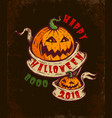 halloween card with two pumpkins vector image