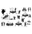alien ufo and human first contact and become vector image vector image