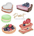 dessert watercolor hand paint collection vector image