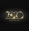 happy new 2020 year shiny gold text and snowflake vector image vector image