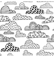 seamless pattern with doodle clouds black vector image