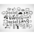set of hand drawn social doodles vector image