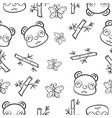 pattern panda and bamboo hand draw vector image