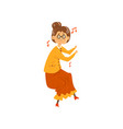 senior woman listening to music and dancing vector image