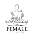 yoga pose lotus female line with flower vector image vector image