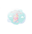 cute unicorn horse fly ob balloons cloud vector image vector image