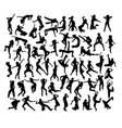 happy and fun breakdancer silhouettes vector image vector image