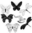 silhouettes of butterflies and dragonflies vector image