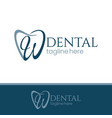 letter w tooth dental logo design vector image vector image