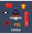 china flat travel icons symbols and elements vector image