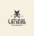 head cat with cross bones vintage logo design vector image