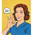 woman says okay success pop art comics retro style vector image vector image