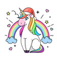 fantasy animal horse unicorn flat style vector image