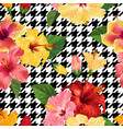 tropical hibiscus flower seamless pattern vector image vector image