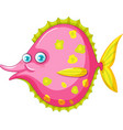 a cute halibut fish on white background vector image