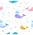 cute color whale seamless pattern children vector image