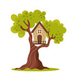 cute small treehouse with one window vector image