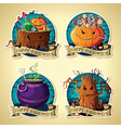 set of halloween vintage labels with pumpkins vector image