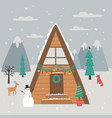 a cabin christmas house vector image
