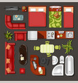 furniture top view house interior elements vector image