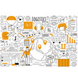 logistics doodle set vector image