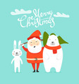 merry christmas greeting card with santa vector image