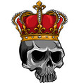 skull with crown on white background vector image vector image