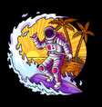 astronaut summer surfing on space beach vector image vector image