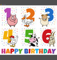 birthday greeting cards set with cartoon farm vector image