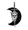 skull sword crown moon 0002 vector image vector image
